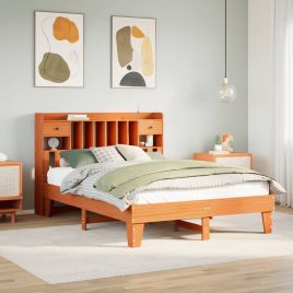 Bedframe Wax Brown 150x200cm King Size Solid Wood Pine