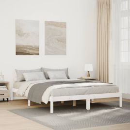 Extra Long Bedframe White 140x210cm Solid Wood Pine