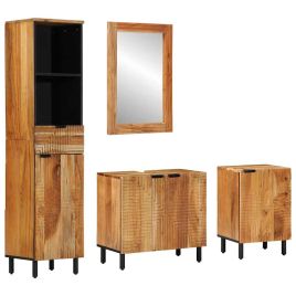 4 Piece Bathroom Furniture Set Brown Solid Wood Acacia