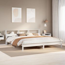 Bedframe White 200x200cm Solid Wood Pine