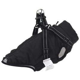 Dog Coat with Harness Waterproof Reflective Black L