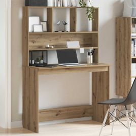Desk with Shelves Artisan Oak 102x45x148 cm Engineered Wood