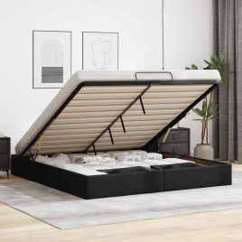 Ottoman Bedframe Black Super King Faux Leather