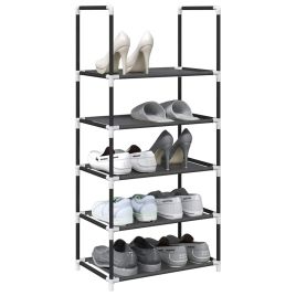 KAMI Tall Shoe Rack 5-Tier Black Non-woven Fabric