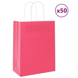 Paper Bags 50 pcs with Handles Pink 21x11x28 cm