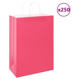Paper Bags 250 pcs with Handles Pink 32x17x44 cm