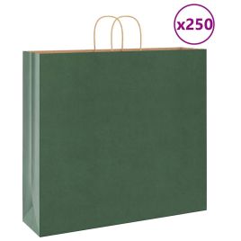 Paper Bags 250 pcs with Handles Green 54x15x49 cm