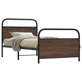 Bedframe 100x190cm Brown Oak Engineered Wood