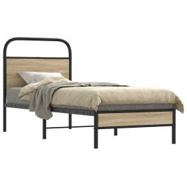 Bedframe 75x190cm Smoked Oak Engineered Wood