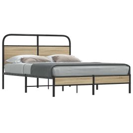 Bedframe 140x200cm Smoked Oak Engineered Wood