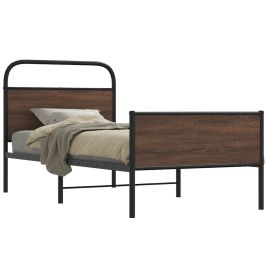 Bedframe 100x200cm Brown Oak Engineered Wood