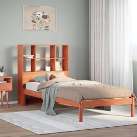 Bookcase Bed Wax Brown 100x200cm Solid Wood Pine