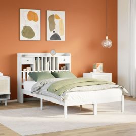 Bookcase Bed White 135x190cm Double Solid Wood Pine
