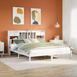 Bookcase Bed White 180x200cm Super King Solid Wood Pine