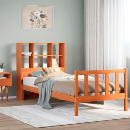 Bookcase Bed Wax Brown 100x200cm Solid Wood Pine