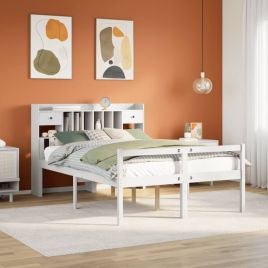 Bookcase Bed White 160x200cm Solid Wood Pine