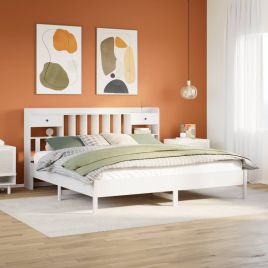 Bookcase Bed White 180x200cm Super King Solid Wood Pine