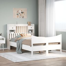 Bedframe White 135x190cm Double Solid Wood Pine