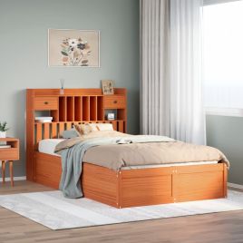 Bedframe Wax Brown 135x190cm Double Solid Wood Pine