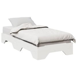Bedframe Stackable White 90x190cm Single Solid Wood