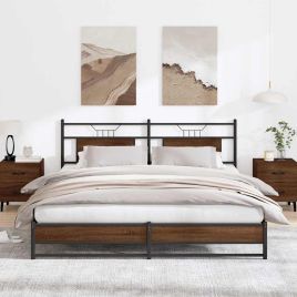 Metal Bedframe Brown Oak 183x213cm