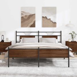 Metal Bedframe Brown Oak 180x200cm Super King