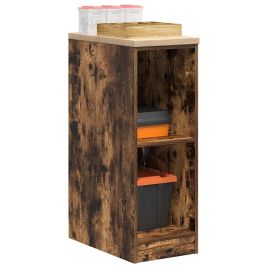 Garage Storage Cabinet Smoked Oak 30x51x85 cm Solid Wood Pine