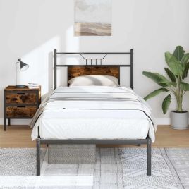 Bedframe Smoked Oak 90x190cm Single Engineered Wood