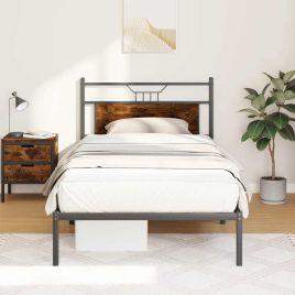 Bedframe Smoked Oak 100x190cm Engineered Wood