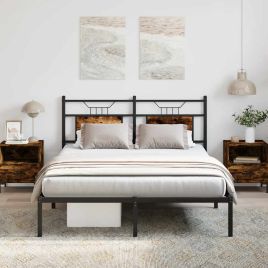 Bedframe Smoked Oak 140x190cm Engineered Wood