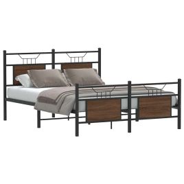 Bedframe Brown Oak 140x200cm Engineered Wood