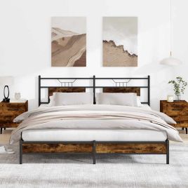 Bedframe Smoked Oak 160x200cm Engineered Wood