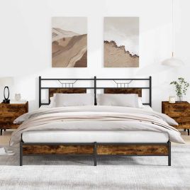 Bedframe Smoked Oak 183x203cm Engineered Wood