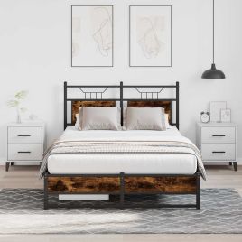 Bedframe Smoked Oak 120x200cm Engineered Wood