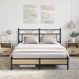 Bedframe Sonoma Oak 150x200cm King Size Engineered Wood