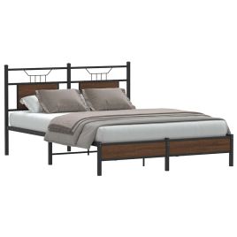 Bedframe Brown Oak 140x200cm Engineered Wood