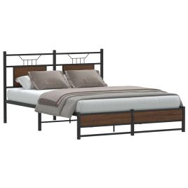 Bedframe Brown Oak 140x190cm Engineered Wood