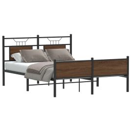 Bedframe Brown Oak 140x190cm Engineered Wood