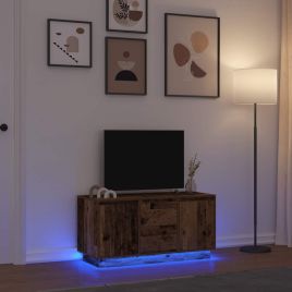 TV Cabinet with LED Lights Old Wood 100x41x50 cm
