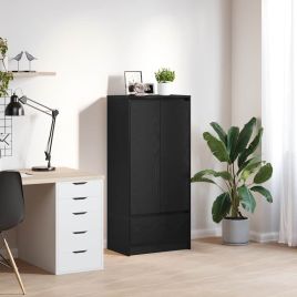 Cabinet with Drawer Black Oak 55.5x34x119.5 cm Engineered Wood