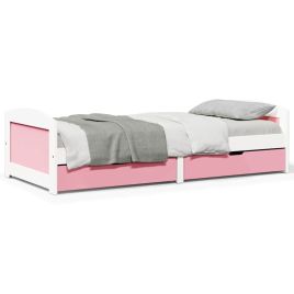 Daybed with 2 Drawers IRUN White and Pink 90x200cm