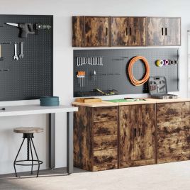 Garage Cabinets 2 pcs Smoked Oak Engineered Wood