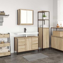2 Piece Bathroom Furniture Set Sonoma Oak Engineered Wood