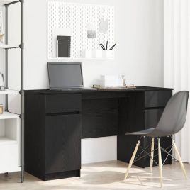 Desk Black Oak 140x49x76 cm Engineered Wood