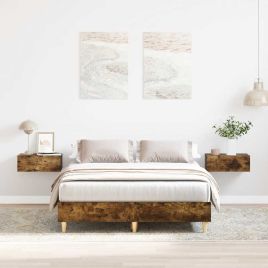 Bedframe Smoked Oak 140x190cm Engineered Wood