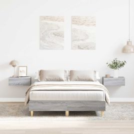 Bedframe Grey Sonoma 135x190cm Double Engineered Wood