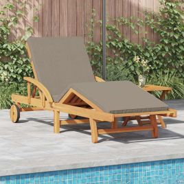 CLARIDG Sun Lounger Reclining Taupe 200x67x84cm Solid Acacia Wood