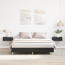 Bedframe Black 150x200cm King Size Engineered Wood