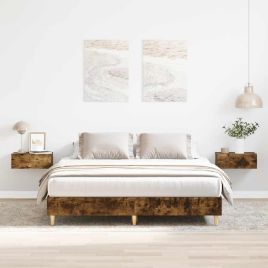 Bedframe Smoked Oak 140x200cm Engineered Wood