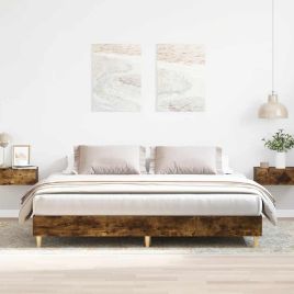 Bedframe Smoked Oak 160x200cm Engineered Wood